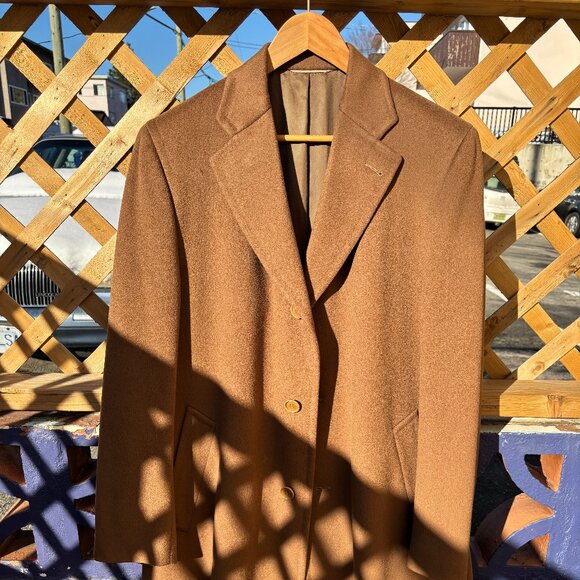 $3000 Canali Tan/Brown Wool-Cashmere Top Coat/ Overcoat- 40 Large - Picture 1 of 12